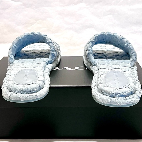 Coach Bridgett Sandal In Signature Terry Cloth Size 9.5 Aqua (Light Blue) - Picture 7 of 14